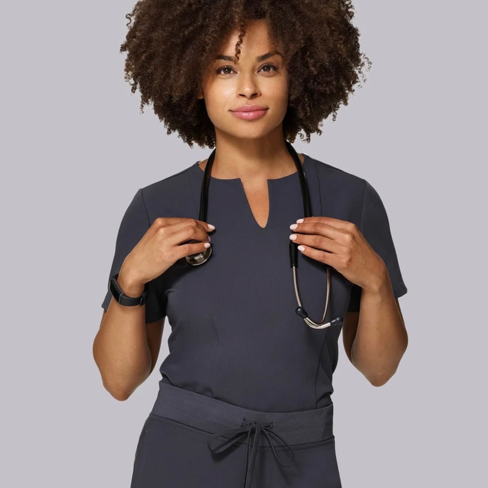 Mandala 5 Pocket Notch Neck Top in Pewter